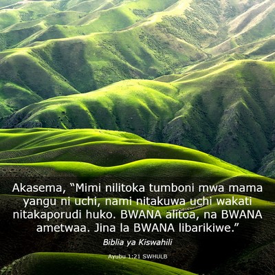 Picture 03 - Ayubu 1:21 SWHULB - Akasema, “Mimi nilitoka tumboni mwa mama yangu - Bible Verse Picture