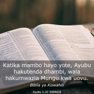 Picture 03 - Ayubu 1:22 SWHULB - Katika mambo hayo yote, Ayubu hakutenda dhambi, - Bible Verse Picture