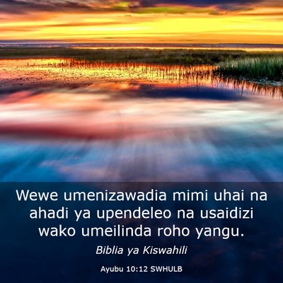 Picture 03 - Ayubu 10:12 SWHULB - Wewe umenizawadia mimi uhai na ahadi ya upendeleo - Bible Verse Picture