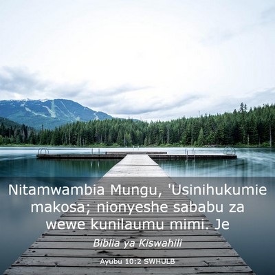 Picture 03 - Ayubu 10:2 SWHULB - Nitamwambia Mungu, 'Usinihukumie makosa; - Bible Verse Picture