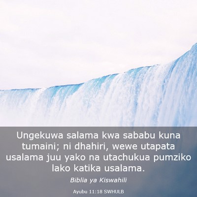 Picture 03 - Ayubu 11:18 SWHULB - Ungekuwa salama kwa sababu kuna tumaini; ni - Bible Verse Picture