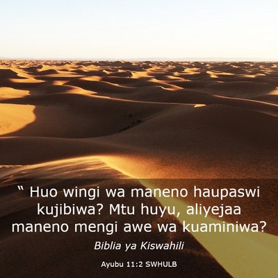 Picture 03 - Ayubu 11:2 SWHULB - “ Huo wingi wa maneno haupaswi kujibiwa? Mtu - Bible Verse Picture