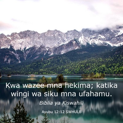 Picture 03 - Ayubu 12:12 SWHULB - Kwa wazee mna hekima; katika wingi wa siku mna - Bible Verse Picture