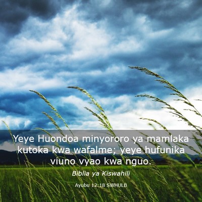 Picture 03 - Ayubu 12:18 SWHULB - Yeye Huondoa minyororo ya mamlaka kutoka kwa - Bible Verse Picture