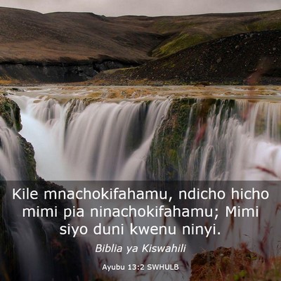 Picture 03 - Ayubu 13:2 SWHULB - Kile mnachokifahamu, ndicho hicho mimi pia - Bible Verse Picture