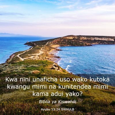 Picture 03 - Ayubu 13:24 SWHULB - Kwa nini unaficha uso wako kutoka kwangu mimi na - Bible Verse Picture