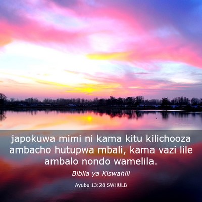 Picture 03 - Ayubu 13:28 SWHULB - japokuwa mimi ni kama kitu kilichooza ambacho - Bible Verse Picture
