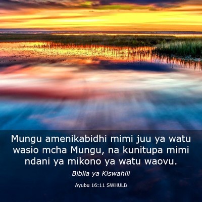 Picture 03 - Ayubu 16:11 SWHULB - Mungu amenikabidhi mimi juu ya watu wasio mcha - Bible Verse Picture