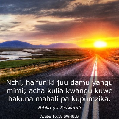 Picture 03 - Ayubu 16:18 SWHULB - Nchi, haifuniki juu damu yangu mimi; acha kulia - Bible Verse Picture