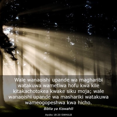 Picture 03 - Ayubu 18:20 SWHULB - Wale wanaoishi upande wa magharibi watakuwa - Bible Verse Picture