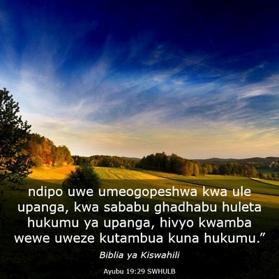 Picture 03 - Ayubu 19:29 SWHULB - ndipo uwe umeogopeshwa kwa ule upanga, kwa sababu - Bible Verse Picture