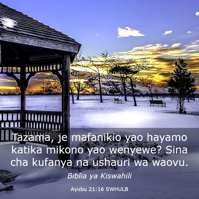 Picture 03 - Ayubu 21:16 SWHULB - Tazama, je mafanikio yao hayamo katika mikono yao - Bible Verse Picture
