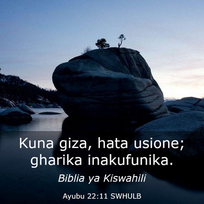 Picture 03 - Ayubu 22:11 SWHULB - Kuna giza, hata usione; gharika - Bible Verse Picture