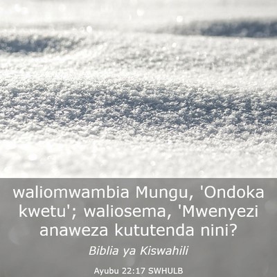 Picture 03 - Ayubu 22:17 SWHULB - waliomwambia Mungu, 'Ondoka kwetu'; waliosema, - Bible Verse Picture