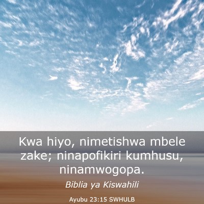 Picture 03 - Ayubu 23:15 SWHULB - Kwa hiyo, nimetishwa mbele zake; ninapofikiri - Bible Verse Picture