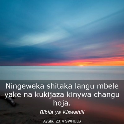 Picture 03 - Ayubu 23:4 SWHULB - Ningeweka shitaka langu mbele yake na kukijaza - Bible Verse Picture