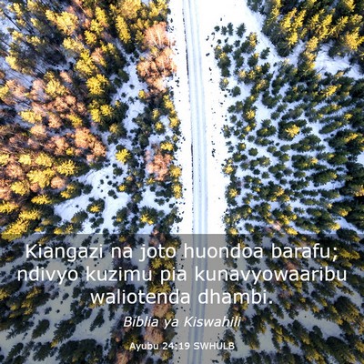 Picture 03 - Ayubu 24:19 SWHULB - Kiangazi na joto huondoa barafu; ndivyo kuzimu - Bible Verse Picture