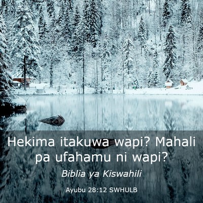Picture 03 - Ayubu 28:12 SWHULB - Hekima itakuwa wapi? Mahali pa ufahamu ni - Bible Verse Picture