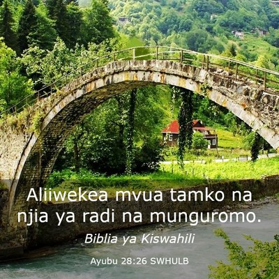 Picture 03 - Ayubu 28:26 SWHULB - Aliiwekea mvua tamko na njia ya radi na - Bible Verse Picture