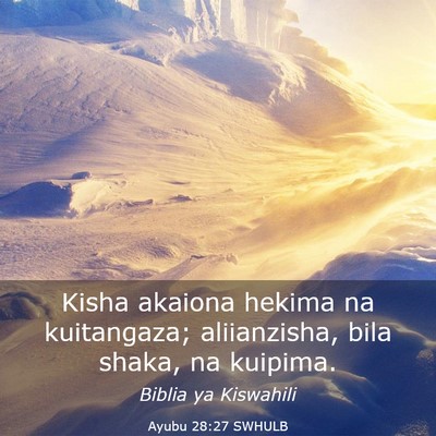 Picture 03 - Ayubu 28:27 SWHULB - Kisha akaiona hekima na kuitangaza; aliianzisha, - Bible Verse Picture