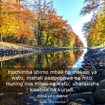 Picture 03 - Ayubu 28:4 SWHULB - Huchimba shimo mbali na makazi ya watu, mahali - Bible Verse Picture