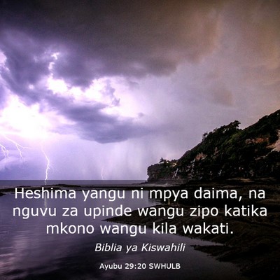 Picture 03 - Ayubu 29:20 SWHULB - Heshima yangu ni mpya daima, na nguvu za upinde - Bible Verse Picture