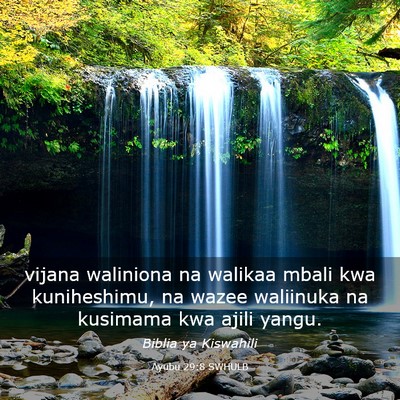 Picture 03 - Ayubu 29:8 SWHULB - vijana waliniona na walikaa mbali kwa - Bible Verse Picture