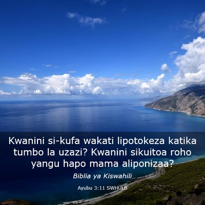 Picture 03 - Ayubu 3:11 SWHULB - Kwanini si-kufa wakati lipotokeza katika tumbo la - Bible Verse Picture