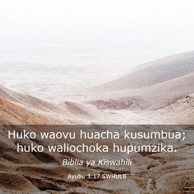 Picture 03 - Ayubu 3:17 SWHULB - Huko waovu huacha kusumbua; huko waliochoka - Bible Verse Picture