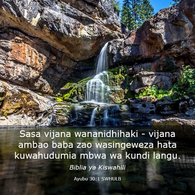 Picture 03 - Ayubu 30:1 SWHULB - Sasa vijana wananidhihaki - vijana ambao baba zao - Bible Verse Picture