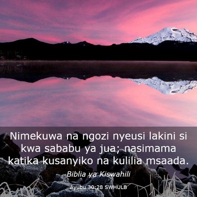 Picture 03 - Ayubu 30:28 SWHULB - Nimekuwa na ngozi nyeusi lakini si kwa sababu ya - Bible Verse Picture
