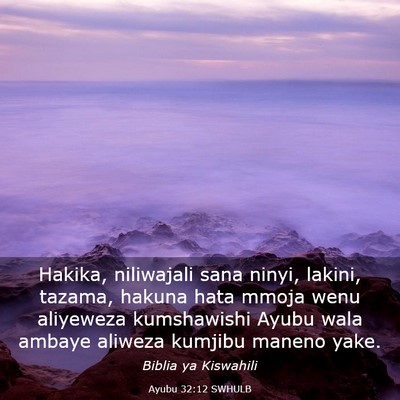 Picture 03 - Ayubu 32:12 SWHULB - Hakika, niliwajali sana ninyi, lakini, tazama, - Bible Verse Picture