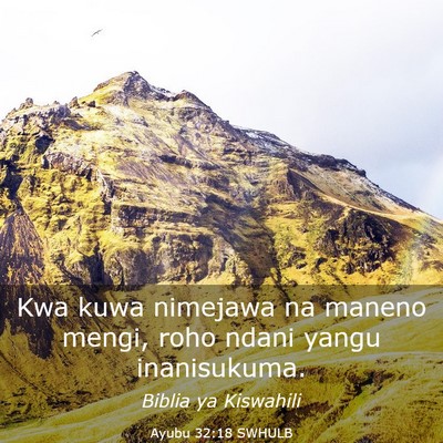 Picture 03 - Ayubu 32:18 SWHULB - Kwa kuwa nimejawa na maneno mengi, roho ndani - Bible Verse Picture