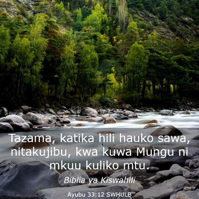 Picture 03 - Ayubu 33:12 SWHULB - Tazama, katika hili hauko sawa, nitakujibu, kwa - Bible Verse Picture
