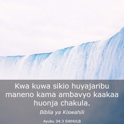 Picture 03 - Ayubu 34:3 SWHULB - Kwa kuwa sikio huyajaribu maneno kama ambavyo - Bible Verse Picture