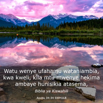 Picture 03 - Ayubu 34:34 SWHULB - Watu wenye ufahamu wataniambia, kwa kweli, kila - Bible Verse Picture