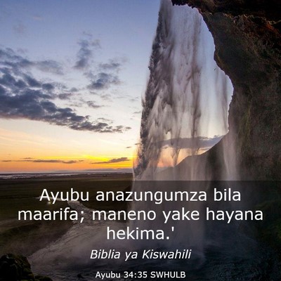 Picture 03 - Ayubu 34:35 SWHULB - Ayubu anazungumza bila maarifa; maneno yake - Bible Verse Picture
