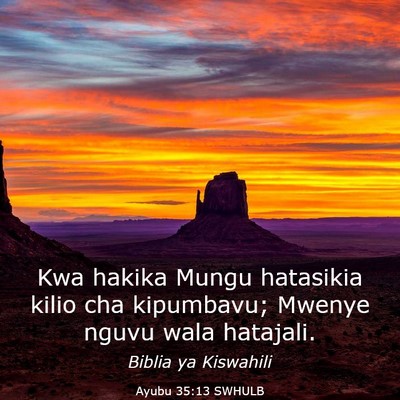 Picture 03 - Ayubu 35:13 SWHULB - Kwa hakika Mungu hatasikia kilio cha kipumbavu; - Bible Verse Picture