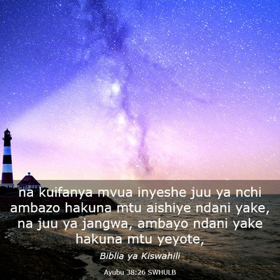 Picture 03 - Ayubu 38:26 SWHULB - na kuifanya mvua inyeshe juu ya nchi ambazo - Bible Verse Picture
