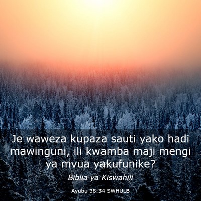 Picture 03 - Ayubu 38:34 SWHULB - Je waweza kupaza sauti yako hadi mawinguni, ili - Bible Verse Picture