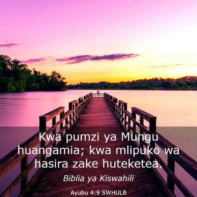 Picture 03 - Ayubu 4:9 SWHULB - Kwa pumzi ya Mungu huangamia; kwa mlipuko wa - Bible Verse Picture