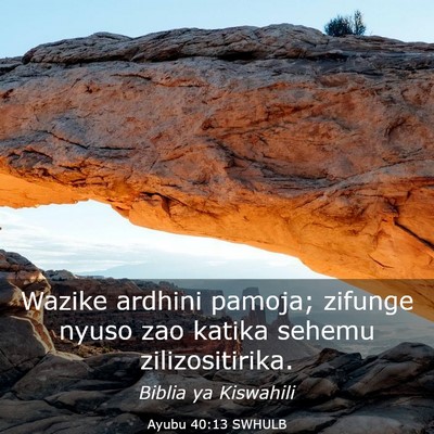 Picture 03 - Ayubu 40:13 SWHULB - Wazike ardhini pamoja; zifunge nyuso zao katika - Bible Verse Picture