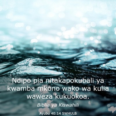 Picture 03 - Ayubu 40:14 SWHULB - Ndipo pia nitakapokubali ya kwamba mkono wako wa - Bible Verse Picture