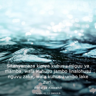 Picture 03 - Ayubu 41:12 SWHULB - Sitanyamaza kimya kuhusu miguu ya mamba, wala - Bible Verse Picture