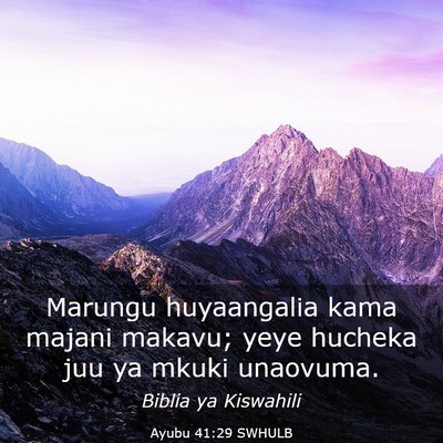 Picture 03 - Ayubu 41:29 SWHULB - Marungu huyaangalia kama majani makavu; yeye - Bible Verse Picture