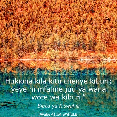 Picture 03 - Ayubu 41:34 SWHULB - Hukiona kila kitu chenye kiburi; yeye ni mfalme - Bible Verse Picture