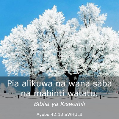 Picture 03 - Ayubu 42:13 SWHULB - Pia alikuwa na wana saba na mabinti - Bible Verse Picture
