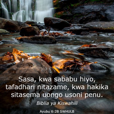 Picture 03 - Ayubu 6:28 SWHULB - Sasa, kwa sababu hiyo, tafadhari nitazame, kwa - Bible Verse Picture