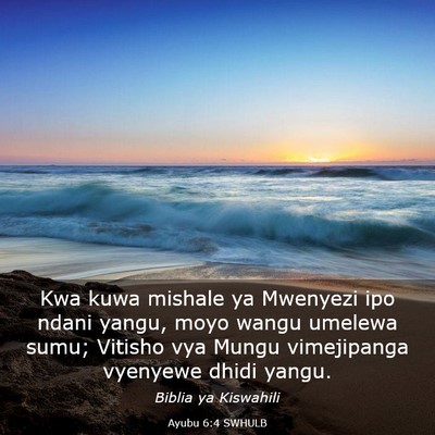 Picture 03 - Ayubu 6:4 SWHULB - Kwa kuwa mishale ya Mwenyezi ipo ndani yangu, - Bible Verse Picture