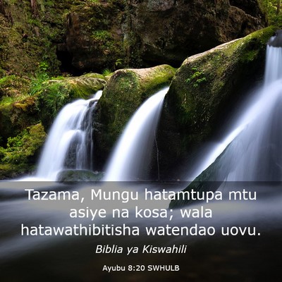 Picture 03 - Ayubu 8:20 SWHULB - Tazama, Mungu hatamtupa mtu asiye na kosa; wala - Bible Verse Picture